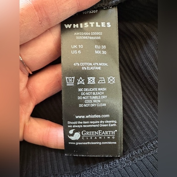 Whistles | Black Rib Polo Jersey Dress - Picture 7 of 8